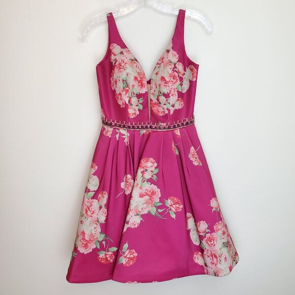 Sherri Hill pink floral formal mini dress - Picture 14 of 14